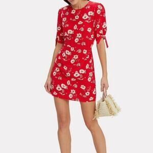 Intermix Cleo Silk Floral Bow Tie Back A Line Mini Dress 8